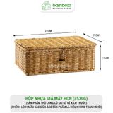 Hộp đựng đồ giả mây có nắp BAMBOOO ECO giỏ lưu trữ phong cách Châu Âu, tiện dụng cho gia đình