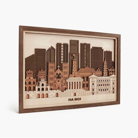 Tranh gỗ 3D Skyline | Hà Nội