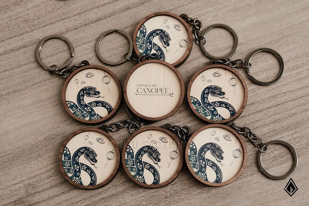 Móc khóa gỗ linh vật năm mới | In UV 2 mặt theo yêu cầu