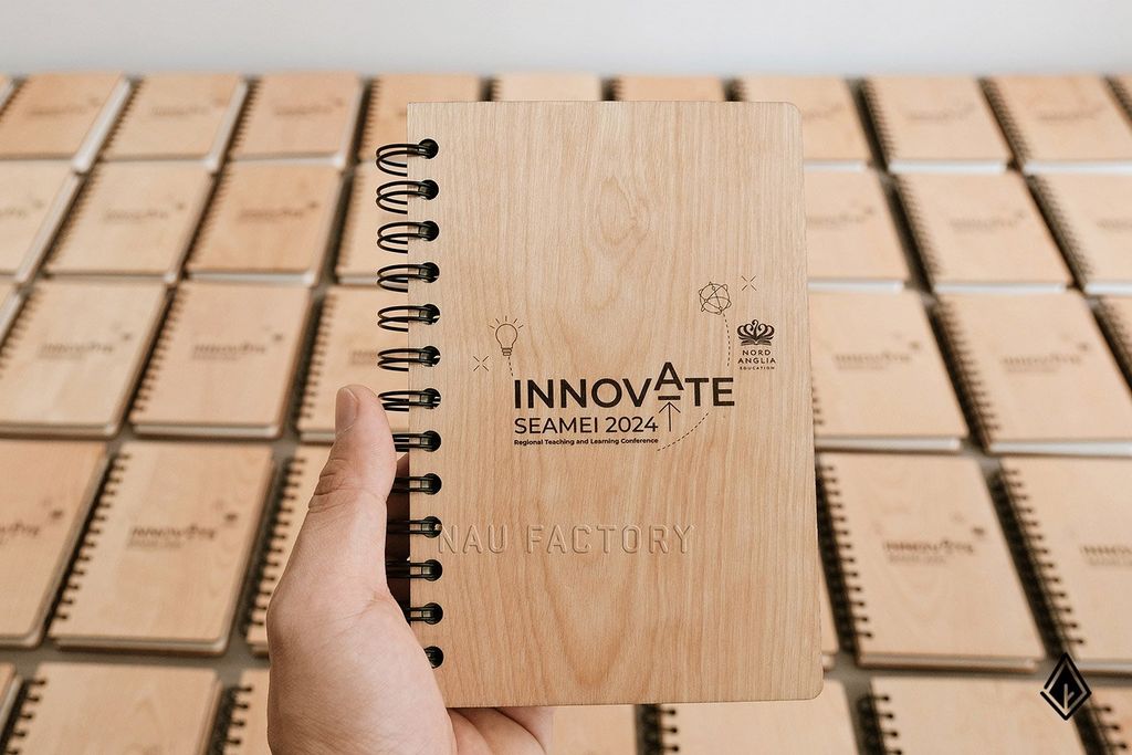 Sổ tay gỗ Maple | In logo doanh nghiệp