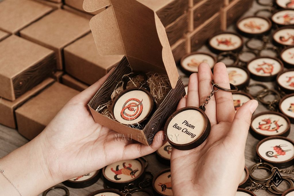 Móc khóa gỗ 12 con giáp | Cá nhân hóa tên trên sản phẩm và hộp quà