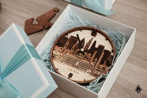 Đồng hồ gỗ Skyline | Hộp đựng thiết kế theo yêu cầu