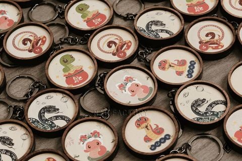 Móc khóa gỗ linh vật năm mới | In UV 2 mặt theo yêu cầu