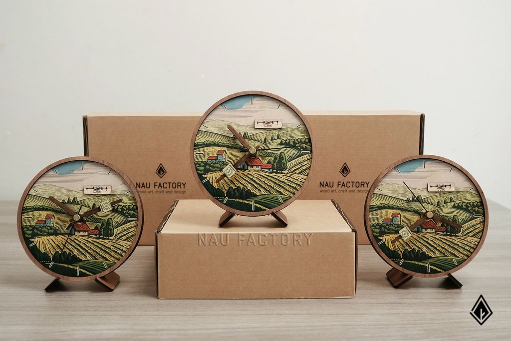 Đồng hồ gỗ để bàn | Thiết kế hình in và kim theo yêu cầu
