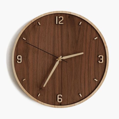 Đồng hồ thuần gỗ Walnut viền Maple | 4 số