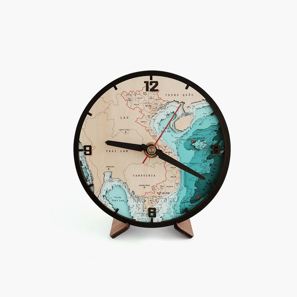 Đồng hồ gỗ để bàn 3D Việt Nam - 34 tỉnh thành (Phiên bản đặc biệt)