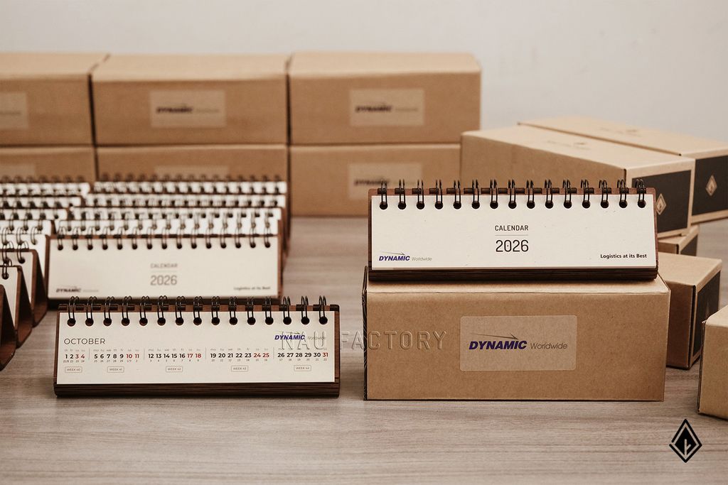 Lịch gỗ form ngang | In logo và slogan theo yêu cầu