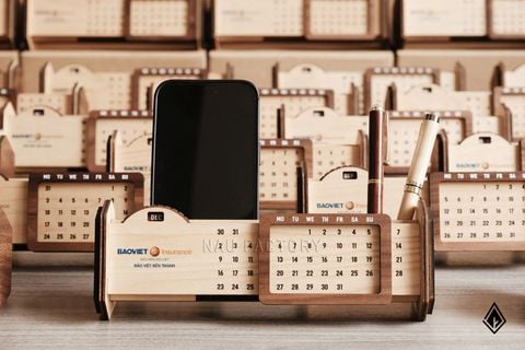 Lịch gỗ vạn niên form ngang | In logo/hình ảnh/chữ ở vòng xoay tháng