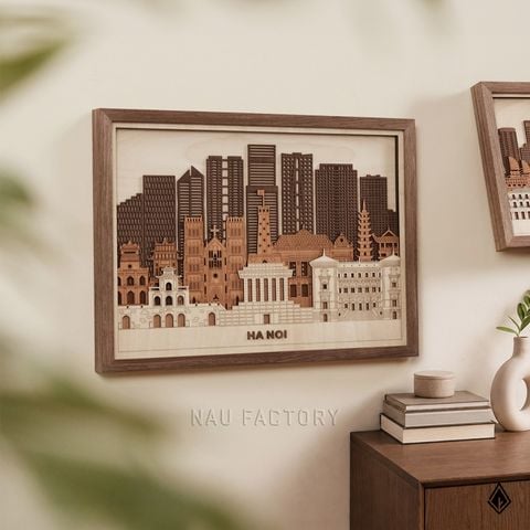 Tranh gỗ 3D Skyline | Hà Nội