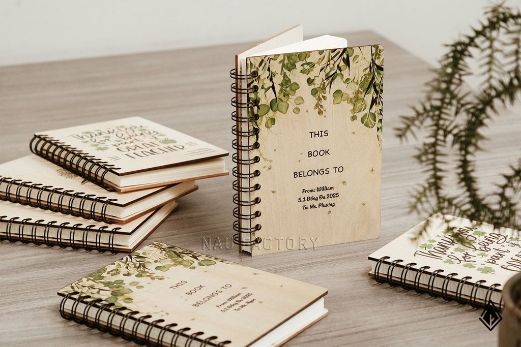 Set sổ tay và bút gỗ Maple | Quà tặng tri ân thầy cô
