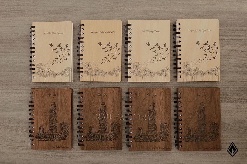 Sổ tay gỗ in UV | Gỗ Walnut và gỗ Maple
