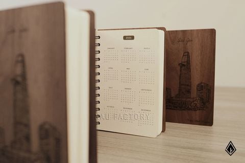 Sổ tay gỗ in UV | Gỗ Walnut và gỗ Maple