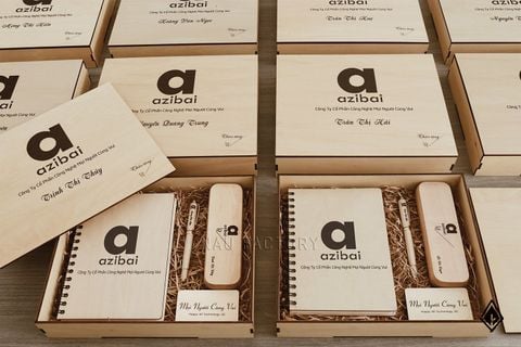 Set sổ, bút & hộp bút gỗ Maple | In/khắc theo yêu cầu