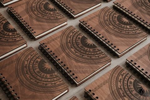 Sổ tay và bút gỗ Walnut | In/khắc trống đồng và logo theo yêu cầu