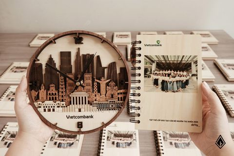 Set sổ Maple và đồng hồ Skyline | In logo doanh nghiệp