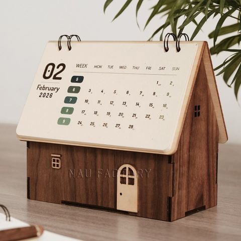 Lịch gỗ ngôi nhà 2026 | Walnut