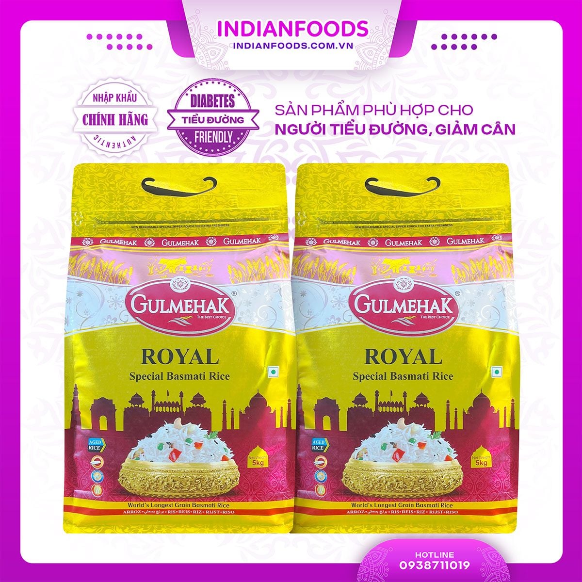 gao hat dai an do gulmehak royal basmati rice phu hop nguoi tieu duong giam can 5kg