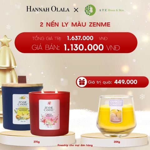  DEAL 9: MUA 2 NẾN LY MÀU ZENME CANDLE 370G GIÁ GIẢM CÒN 1.130.000Đ TẶNG 1 NẾN LY LỤC GIÁC SÁP ĐẬU NÀNH YANKEE CANDLE TRỊ GIÁ 449.000Đ
(CHỌN THÊM MÙI NOTE VÀO GHI CHÚ) 