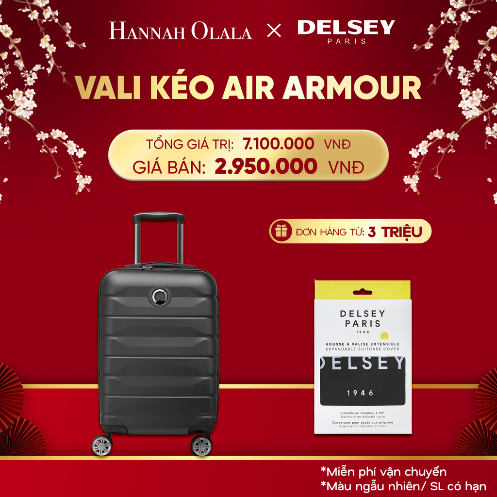  DEAL18: VALI KÉO AIR ARMOUR SIZE CABIN S 
*Tặng kèm bao trùm Delsey 