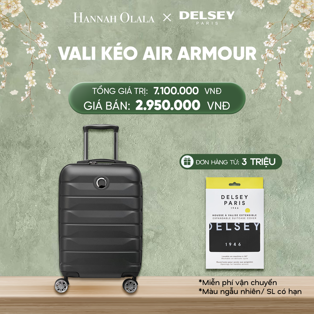  DEAL18: VALI KÉO AIR ARMOUR SIZE CABIN S 
*Tặng kèm bao trùm Delsey 
