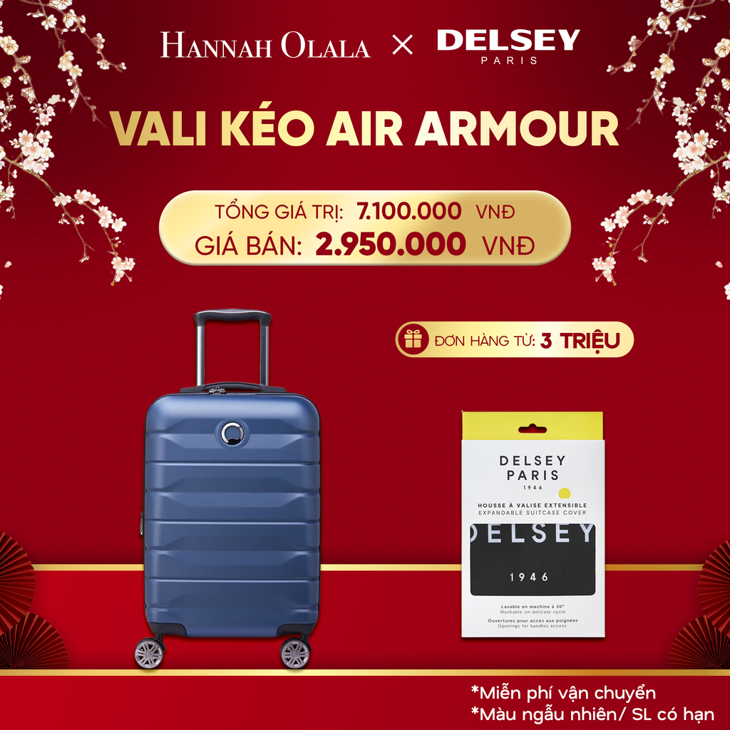  DEAL18: VALI KÉO AIR ARMOUR SIZE CABIN S 
*Tặng kèm bao trùm Delsey 
