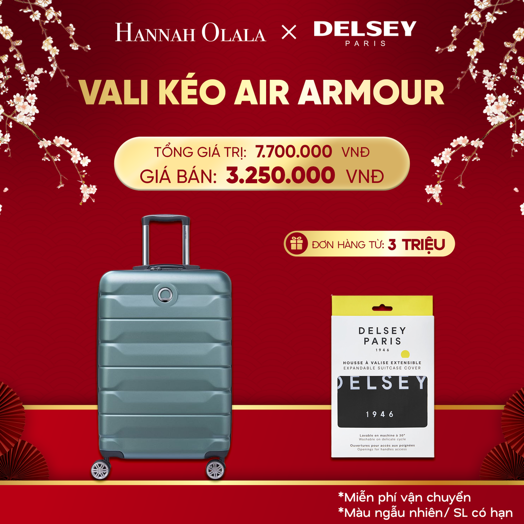  DEAL19: VALI KÉO AIR ARMOUR SIZE CABIN M 
*Tặng kèm bao trùm Delsey 