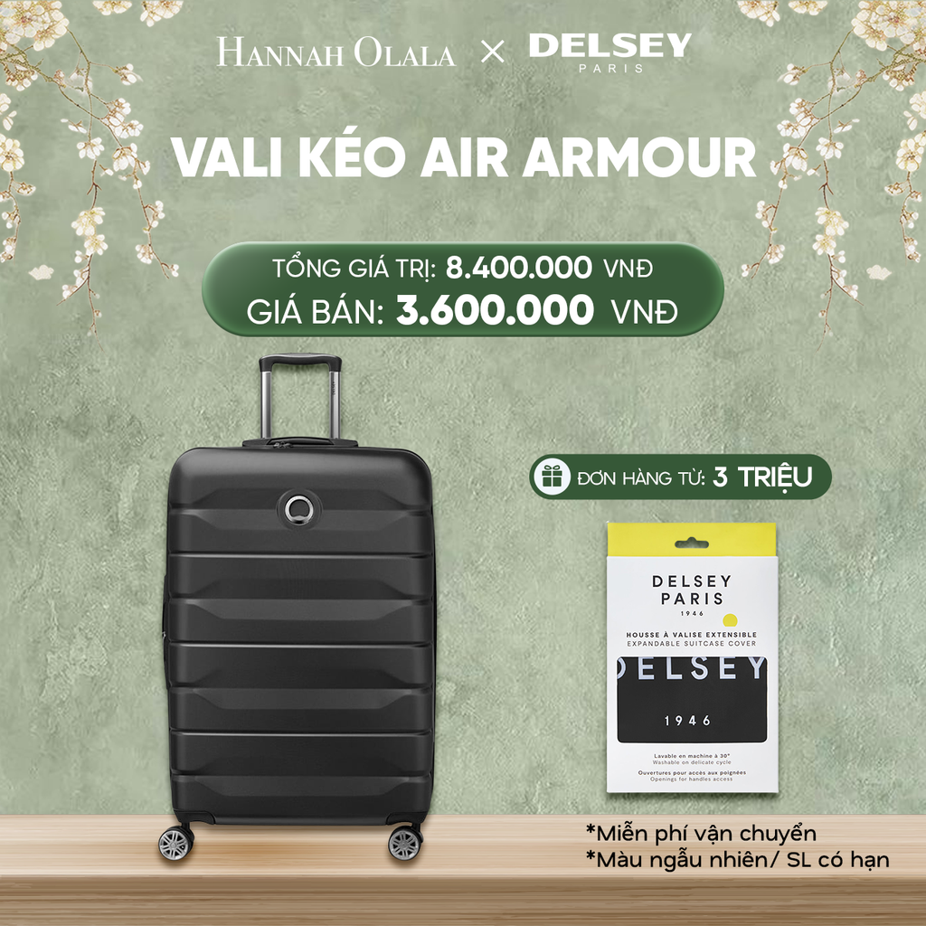  DEAL20: VALI KÉO AIR ARMOUR SIZE CABIN L 
*Tặng kèm bao trùm Delsey 