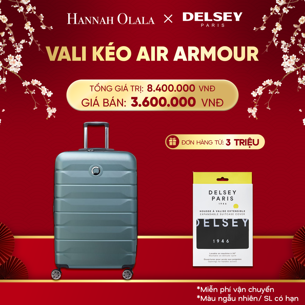  DEAL20: VALI KÉO AIR ARMOUR SIZE CABIN L 
*Tặng kèm bao trùm Delsey 