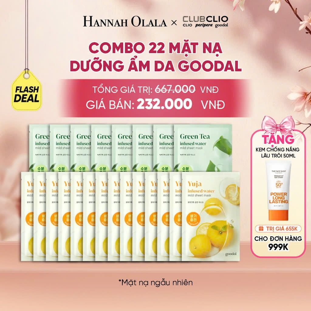  [FLASH DEAL] COMBO 22 MẶT NẠ DƯỠNG ẨM DA GOODAL 