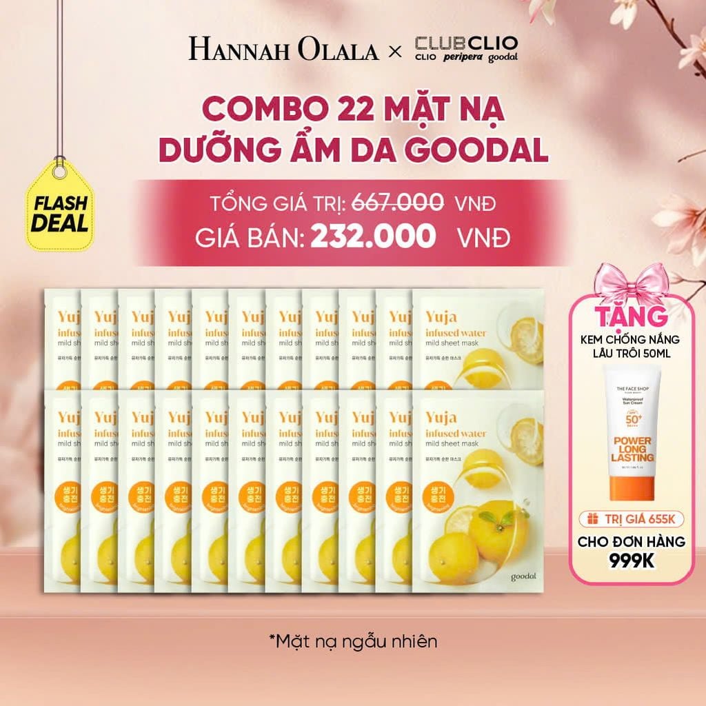  [FLASH DEAL] COMBO 22 MẶT NẠ DƯỠNG ẨM DA GOODAL 