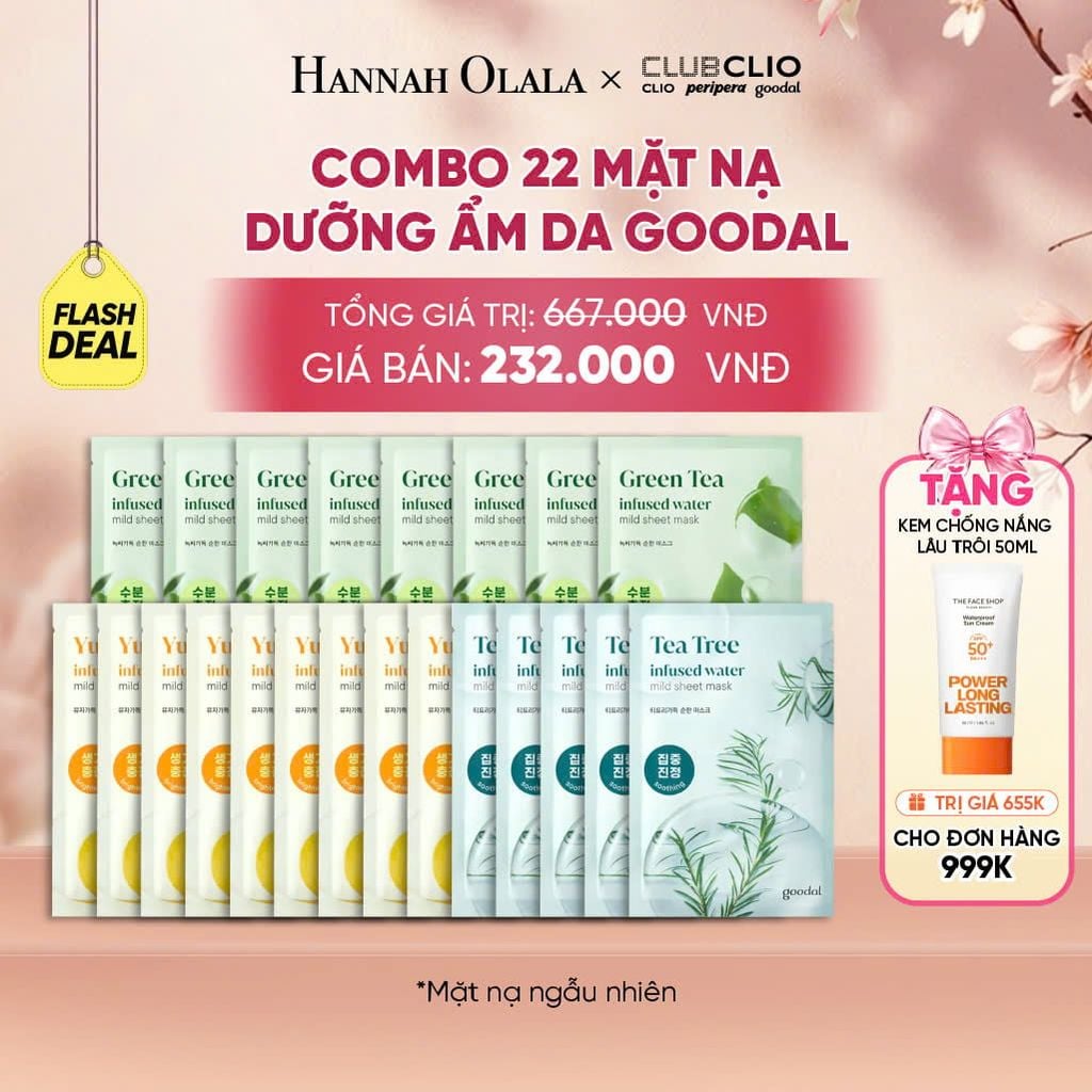  [FLASH DEAL] COMBO 22 MẶT NẠ DƯỠNG ẨM DA GOODAL 
