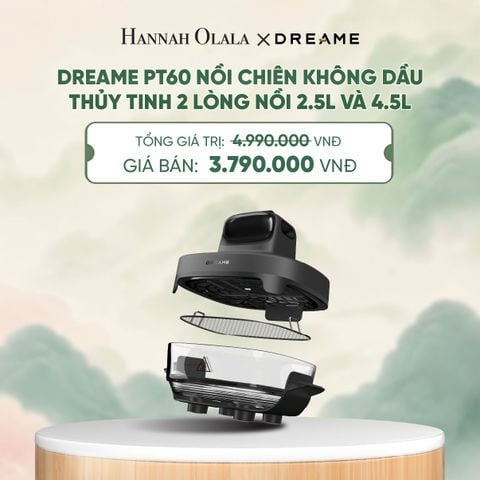 DREAME PT60 NỒI CHIÊN KHÔNG DẦU THỦY TINH 2 LÒNG NỒI 2.5L VÀ 4.5L - CÔNG SUẤT 1500W- BH 1 ĐỔI 1 TRONG 24 THÁNG - A1784 