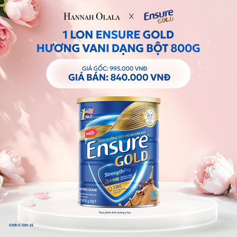  E212: DEAL 1: 1 LON ENSURE GOLD DẠNG BỘT 800G (VANI ÍT NGỌT) 
