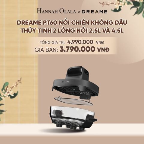  DREAME PT60 NỒI CHIÊN KHÔNG DẦU THỦY TINH 2 LÒNG NỒI 2.5L VÀ 4.5L - CÔNG SUẤT 1500W - BH 1 ĐỔI 1 TRONG 24 THÁNG - A1166 