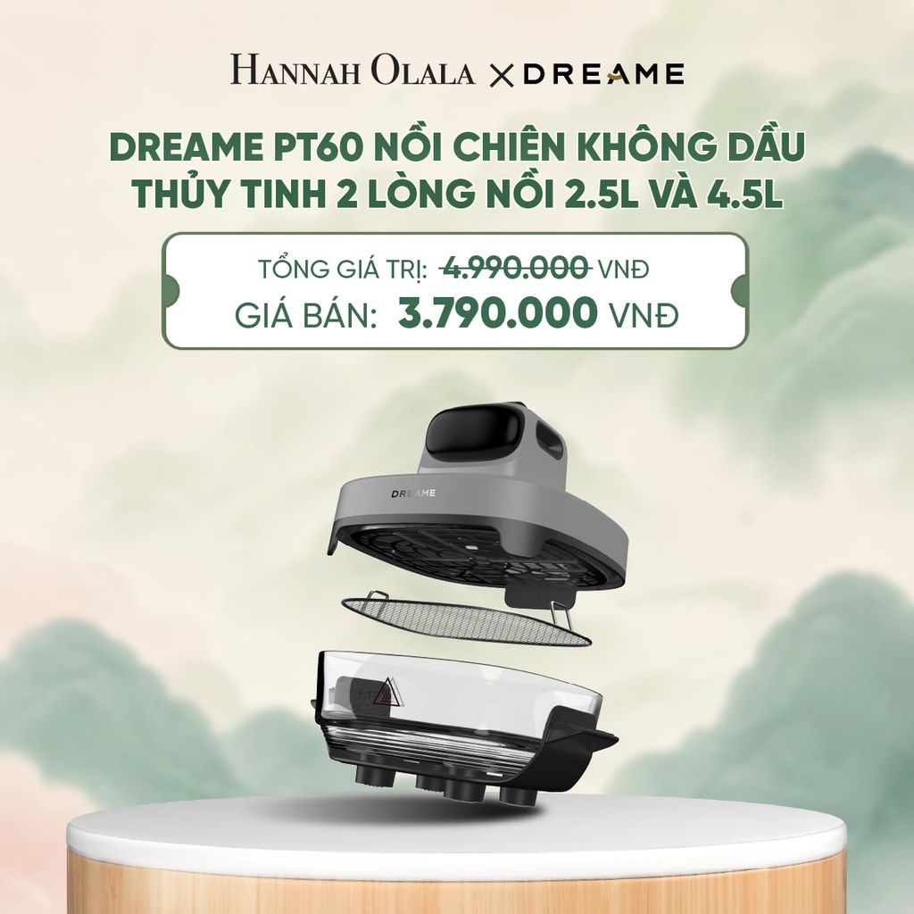 DREAME PT60 NỒI CHIÊN KHÔNG DẦU THỦY TINH 2 LÒNG NỒI 2.5L VÀ 4.5L - CÔNG SUẤT 1500W- BH 1 ĐỔI 1 TRONG 24 THÁNG - A1784 