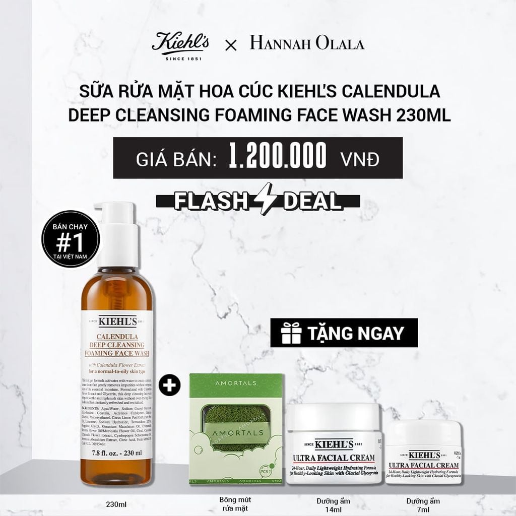  [FLASH DEAL] SỮA RỬA MẶT HOA CÚC KIEHL'S CALENDULA DEEP CLEANSING FOAMING FACE WASH 230ML 