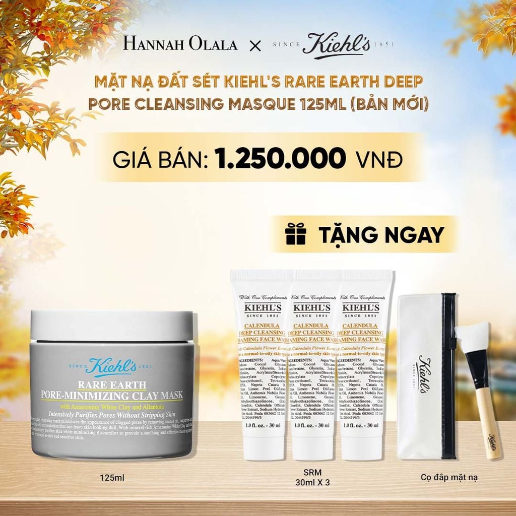  MẶT NẠ ĐẤT SÉT GIẢM DẦU & THU NHỎ LỖ CHÂN LÔNG KIEHL'S RARE EARTH DEEP PORE CLEANSING MASQUE 125ML (MỚI) - E330 