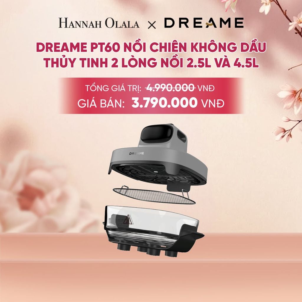  DREAME PT60 NỒI CHIÊN KHÔNG DẦU THỦY TINH 2 LÒNG NỒI 2.5L VÀ 4.5L - CÔNG SUẤT 1500W - BH 1 ĐỔI 1 TRONG 24 THÁNG - A1449 