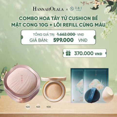  COMBO HOA TÂY TỬ CUSHION BỀ MẶT CONG 10G + LÕI REFILL CÙNG MÀU - A143 