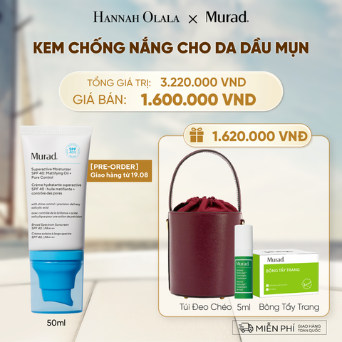  KEM CHỐNG NẮNG HỖ TRỢ GIẢM DẦU THỪA & SE KHÍT LỖ CHÂN LÔNG - MURAD SUPERACTIVE MOISTURIZER SPF40 50ML 