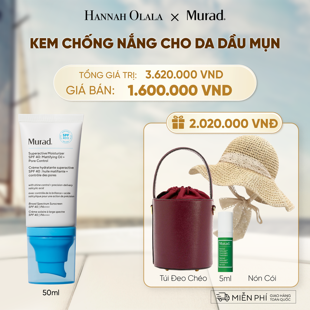  KEM CHỐNG NẮNG HỖ TRỢ GIẢM DẦU THỪA & SE KHÍT LỖ CHÂN LÔNG - MURAD SUPERACTIVE MOISTURIZER SPF40 50ML 