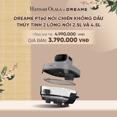  DREAME PT60 NỒI CHIÊN KHÔNG DẦU THỦY TINH 2 LÒNG NỒI 2.5L VÀ 4.5L - CÔNG SUẤT 1500W - BH 1 ĐỔI 1 TRONG 24 THÁNG - A1166 