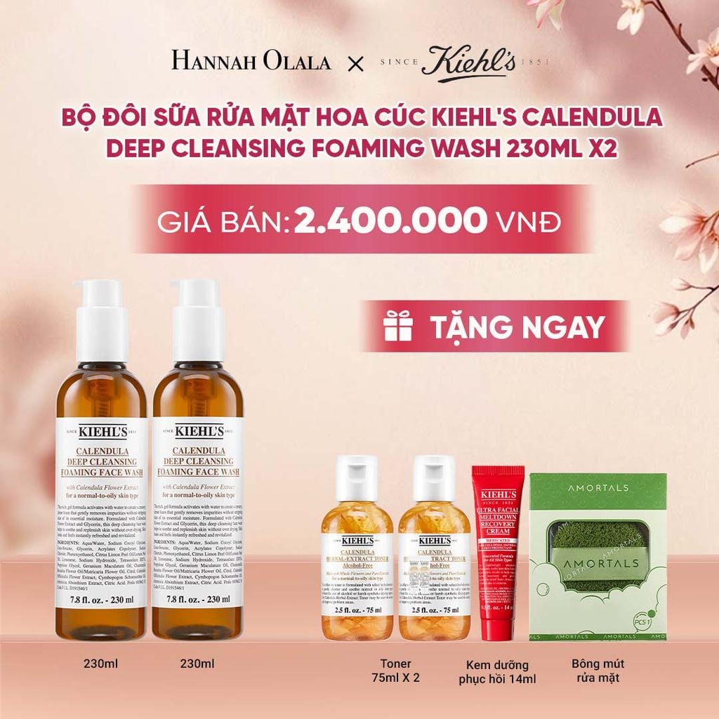  BỘ ĐÔI SỮA RỬA MẶT HOA CÚC KIEHL'S CALENDULA DEEP CLEANSING FOAMING FACE WASH 230ML X2 - A2027 