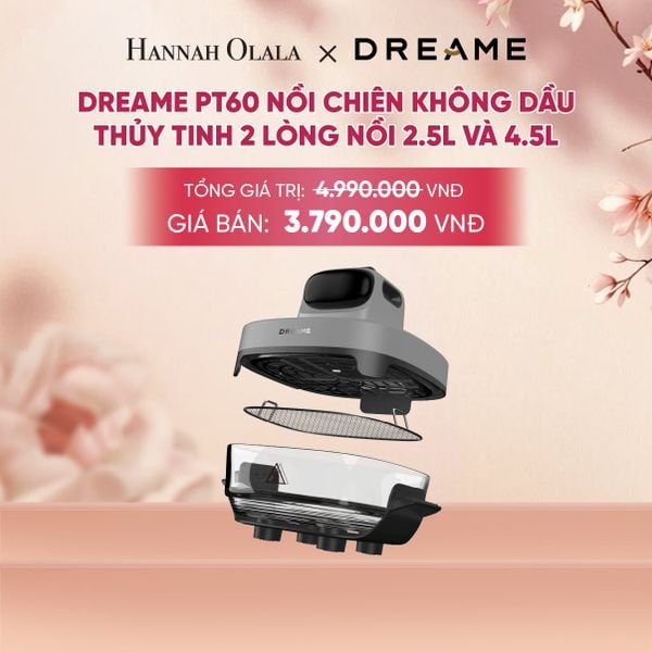  DREAME PT60 NỒI CHIÊN KHÔNG DẦU THỦY TINH 2 LÒNG NỒI 2.5L VÀ 4.5L - CÔNG SUẤT 1500W - BH 1 ĐỔI 1 TRONG 24 THÁNG 