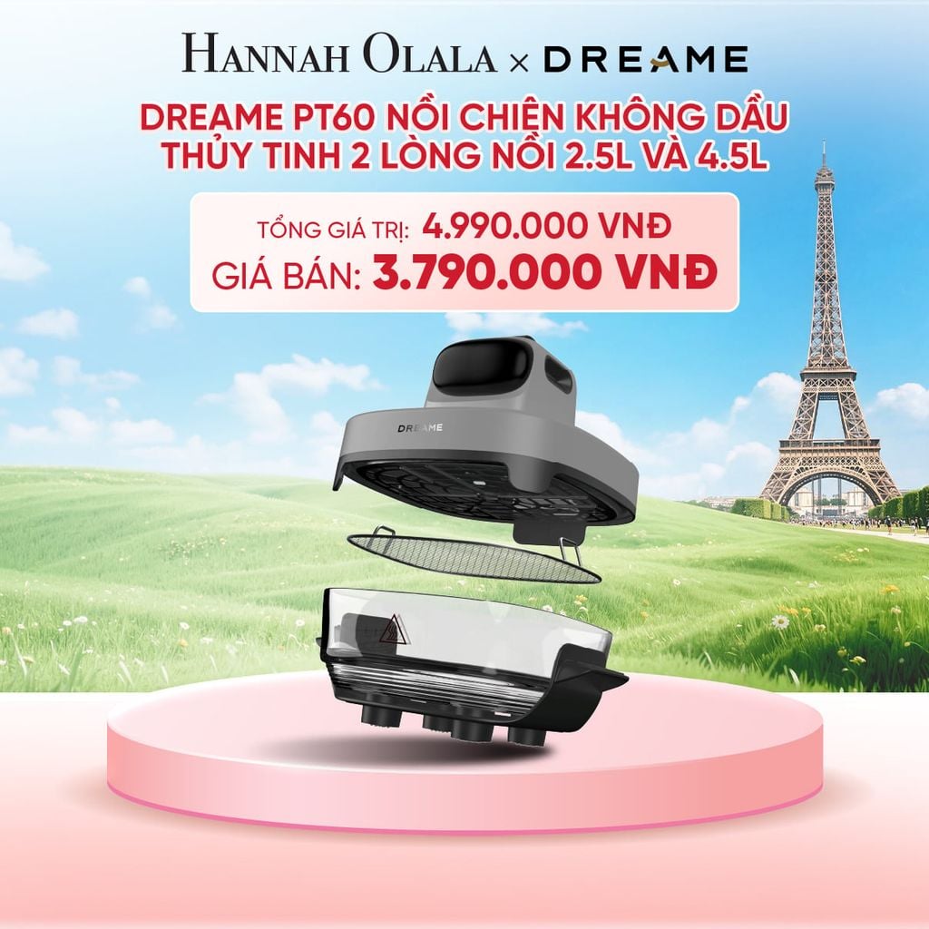  DREAME PT60 NỒI CHIÊN KHÔNG DẦU THỦY TINH 2 LÒNG NỒI 2.5L VÀ 4.5L - CÔNG SUẤT 1500W - BH 1 ĐỔI 1 TRONG 24 THÁNG - B1 