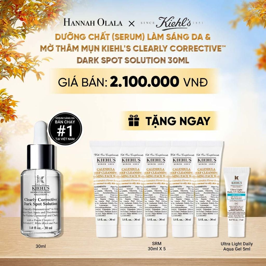  DƯỠNG CHẤT (SERUM) VITAMIN C GIÚP DA TRÔNG CĂNG BÓNG SAU 7 NGÀY KIEHL'S CLEARLY CORRECTIVE™ DARK SPOT SOLUTION 30ML - E331 