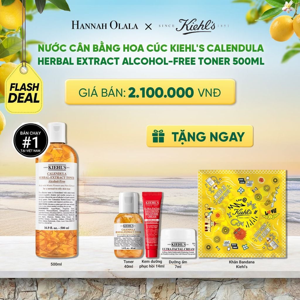  [FLASH DEAL] NƯỚC CÂN BẰNG HOA CÚC KIEHL'S CALENDULA HERBAL EXTRACT ALCOHOL-FREE TONER 500ML - A1424 