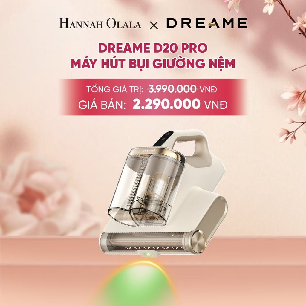 DREAME D20 PRO MÁY HÚT BỤI GIƯỜNG NỆM LỰC HÚT 15.500 PA - DIỆT KHUẨN LED UV ĐẾN 99,99% - BH 24 THÁNG - A392 