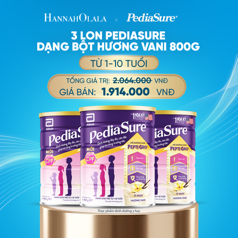  DEAL3: 3 LON PEDIASURE DẠNG BỘT HƯƠNG VANI 800G 