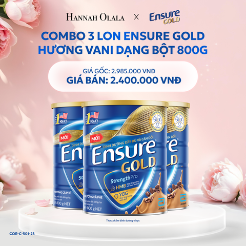  E220: DEAL 9: COMBO 3 LON ENSURE GOLD DẠNG BỘT 800G (VANI) 